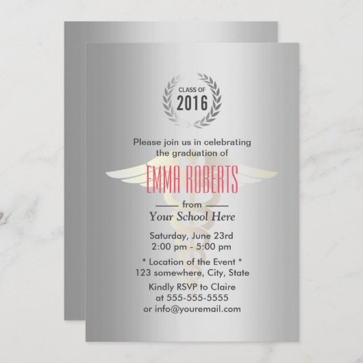 Medisch en verpleegkundig Afstuderen Modern Silver Kaart (Voorkant / Achterkant)