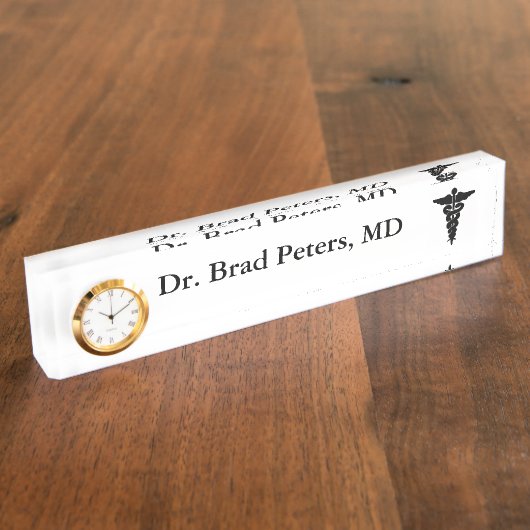 Medisch gepersonaliseerde naamplaat met klok naambordje (Zijkant)