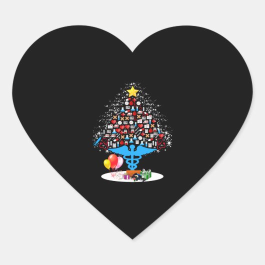 Medisch gereedschap kerstboom Funny Kerstmis Hart Sticker (Voorkant)