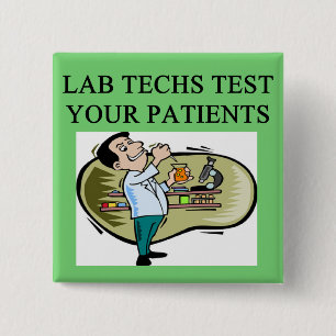 medisch grap voor laboratoriumtechnicus vierkante button 5,1 cm
