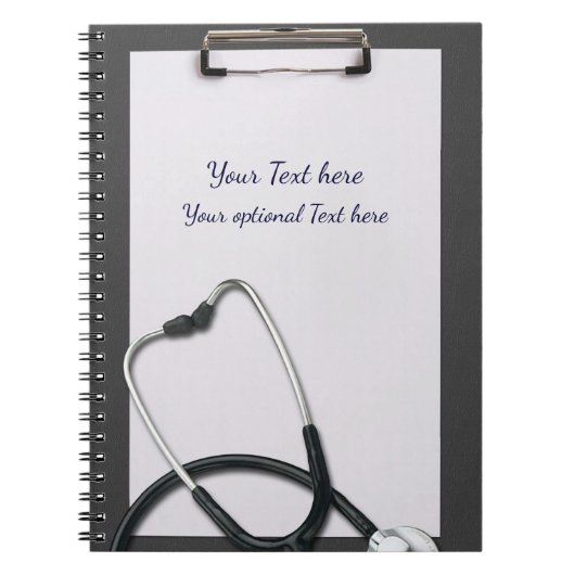 Medisch grijs klembord met stethoscoop notitieboek (Voorkant)