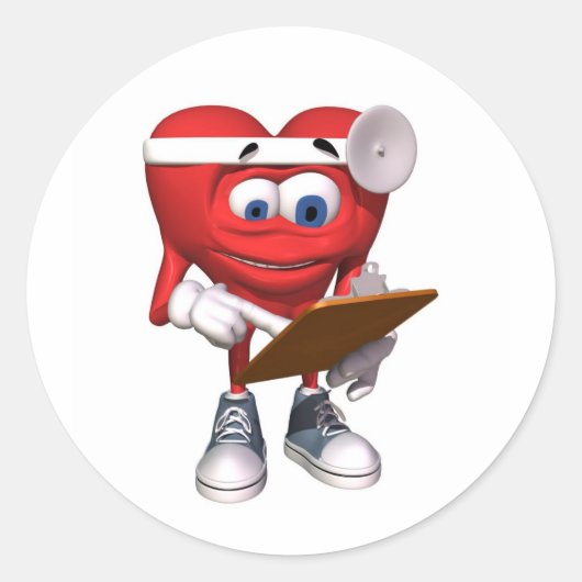 Medisch Hart Doctor Cute Ronde Sticker (Voorkant)