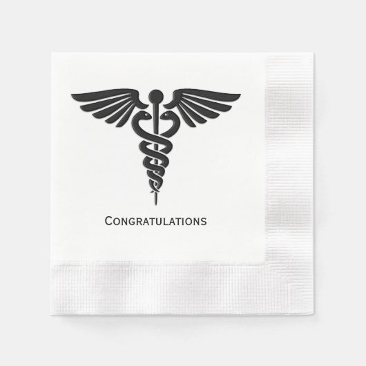 Medisch Insignia Caduceus Gefeliciteerd Servet (Voorkant)