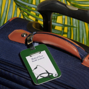 Medisch Klembord Groen met Stethoscoop Bagagelabel