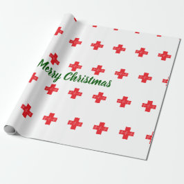 Medisch kruis kerstmis cadeaupapier