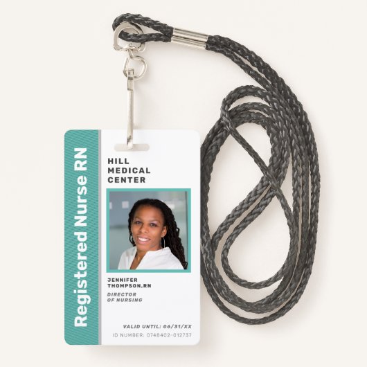 Medisch Medewerker Groene Foto-ID Badge (Voorkant met draagriem)