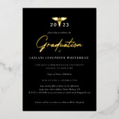 Medisch modern Afstuderen zwart Folie Uitnodiging (Voorkant)