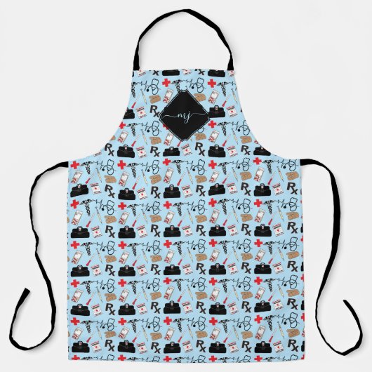 Medisch Patroon met Veranderlijke Achtergrondkleur Schort (Voorkant)
