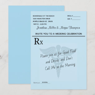 Medisch receptenblok blauw huwelijksfeest kaart