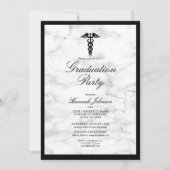 Medisch School Black White Marble Photo Afstuderen Kaart (Voorkant)