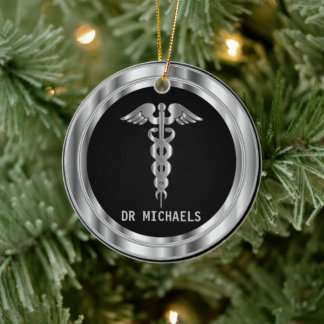 Medisch symbool 👨⚕️ - Zwart en Zilver Keramisch Ornament