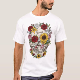 medische anatomie schedelbloem t-shirt