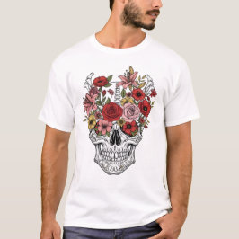 medische anatomie schedelbloem t-shirt