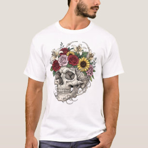 medische anatomie schedelbloem t-shirt