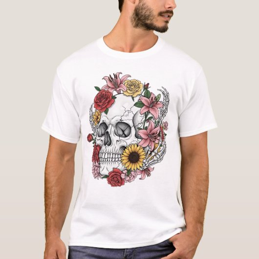 medische anatomie schedelbloem t-shirt (Voorkant)
