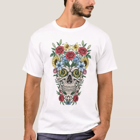 medische anatomie schedelbloem T-shirt (Voorkant)