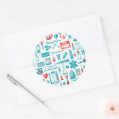 Medische apparatuur in Blauwgroen en rood Ronde Sticker (Envelop)