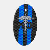 Medische arts MD Caduceus Carbon Fiber Stripes Keramisch Ornament (Rechts)
