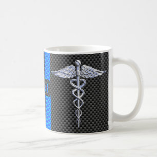 Medische arts MD Caduceus Carbon Fiber Stripes Koffiemok