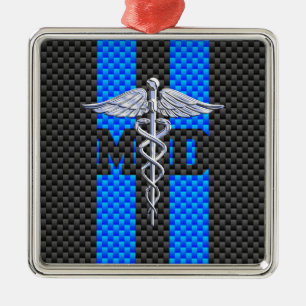 Medische arts MD Caduceus Carbon Fiber Stripes Metalen Ornament