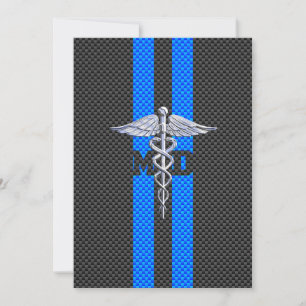 Medische arts MD Caduceus op koolstofvezel afdrukk