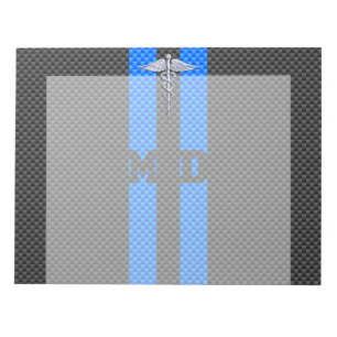 Medische arts MD Caduceus op koolstofvezel afdrukk Notitieblok