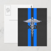 Medische arts MD Caduceus op koolstofvezeldek Briefkaart (Voorkant / Achterkant)
