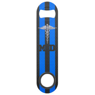 Medische arts MD Caduceus op koolstofvezeldek Speed Flessenopener