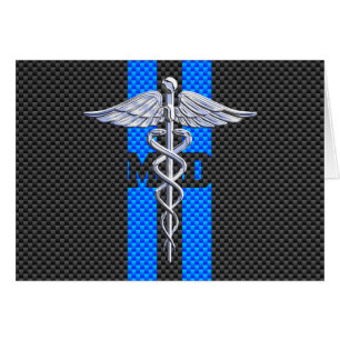 Medische arts MD Caduceus op koolstofvezelstijl