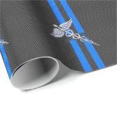 Medische arts MD Caduceus op koolstofvezelstijl Cadeaupapier (Rol Hoek)