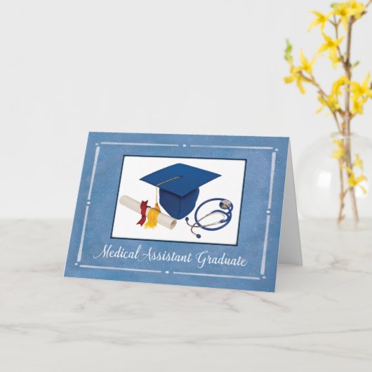 Medische assistent Afstuderen Pet Diploma Stethosc Kaart (Gele Bloem)