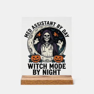 Medische Assistent Halloween Heks Vintage Gravure Acryl Bord