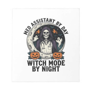 Medische Assistent Halloween Heks Vintage Gravure Notitieblok
