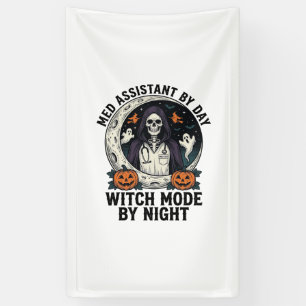 Medische Assistent Halloween Heks Vintage Gravure Spandoek