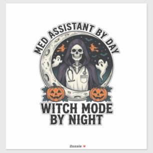 Medische Assistent Halloween Heks Vintage Gravure Sticker
