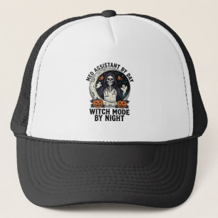 Medische Assistent Halloween Heks Vintage Gravure Trucker Pet