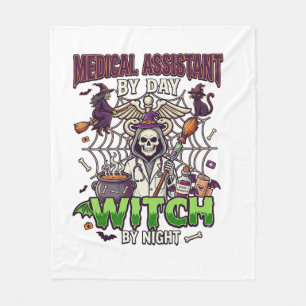 Medische Assistent Heks Skelet Spuit Ketel Fleece Deken