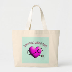 Medische assistent PINK HEART Design Cadeaus Grote Tote Bag