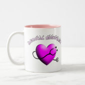 Medische assistent PINK HEART Design Cadeaus Tweekleurige Koffiemok (Links)