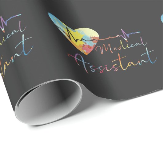 Medische assistent-ziekenhuis EKG Pulse-Waterverf Cadeaupapier (Rol Hoek)