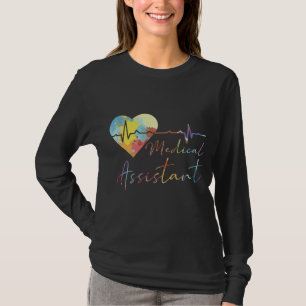 Medische assistent-ziekenhuis EKG Pulse-Waterverf T-shirt