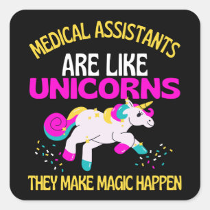 Medische assistenten Unicorn , Magical Unicorn Vierkante Sticker
