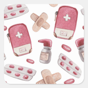 Medische benodigdheden vierkante sticker