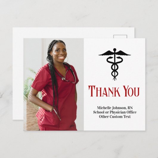 Medische Caduceus Aangepaste Dokter of Verpleegste Briefkaart (Voorkant / Achterkant)