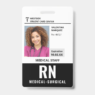 Medische Chirurgische Verpleegkundige RN ID Pasfot Badge