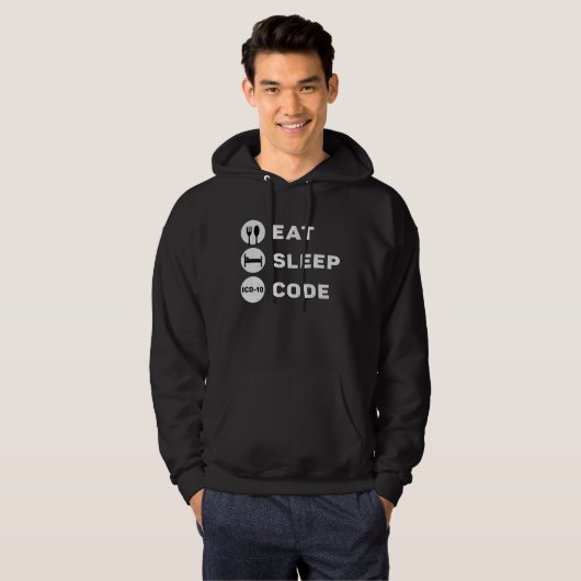 Medische coder Eat Sleep Code Codering ICD Program Hoodie (Voorkant volledig)