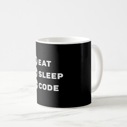 Medische coder Eat Sleep Code Codering ICD Program Koffiemok (Voorkant rechts)