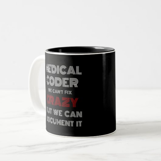 Medische Coder, we kunnen niet gek maken Tweekleurige Koffiemok (Voorkant links)