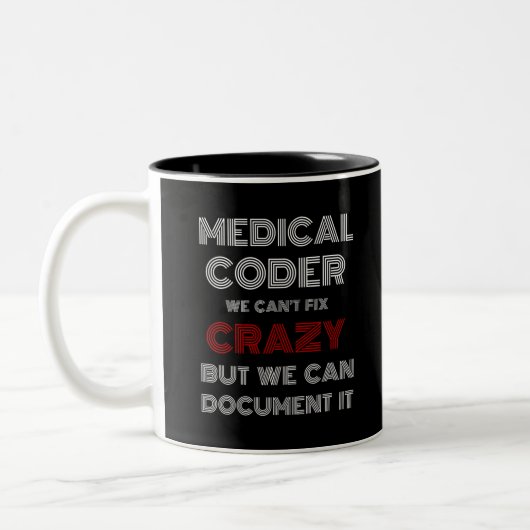 Medische Coder, we kunnen niet gek maken Tweekleurige Koffiemok (Links)