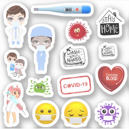 Medische covid-19 corona ziekenhuismaskers klein sticker (Voorkant)